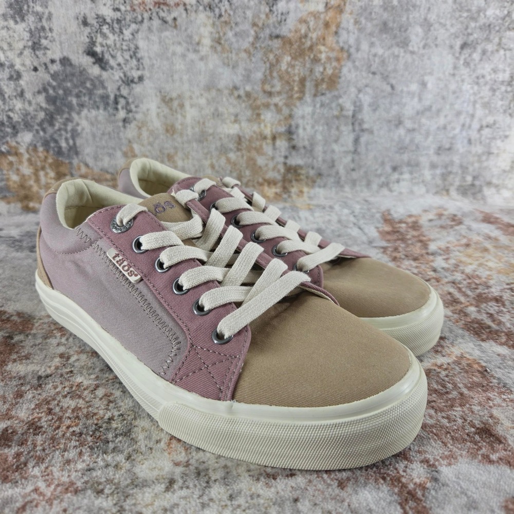 Taos Plim Soul Sneakers Womens 8 Tan Canvas Lace Up PLS-13644 Walking Comfort